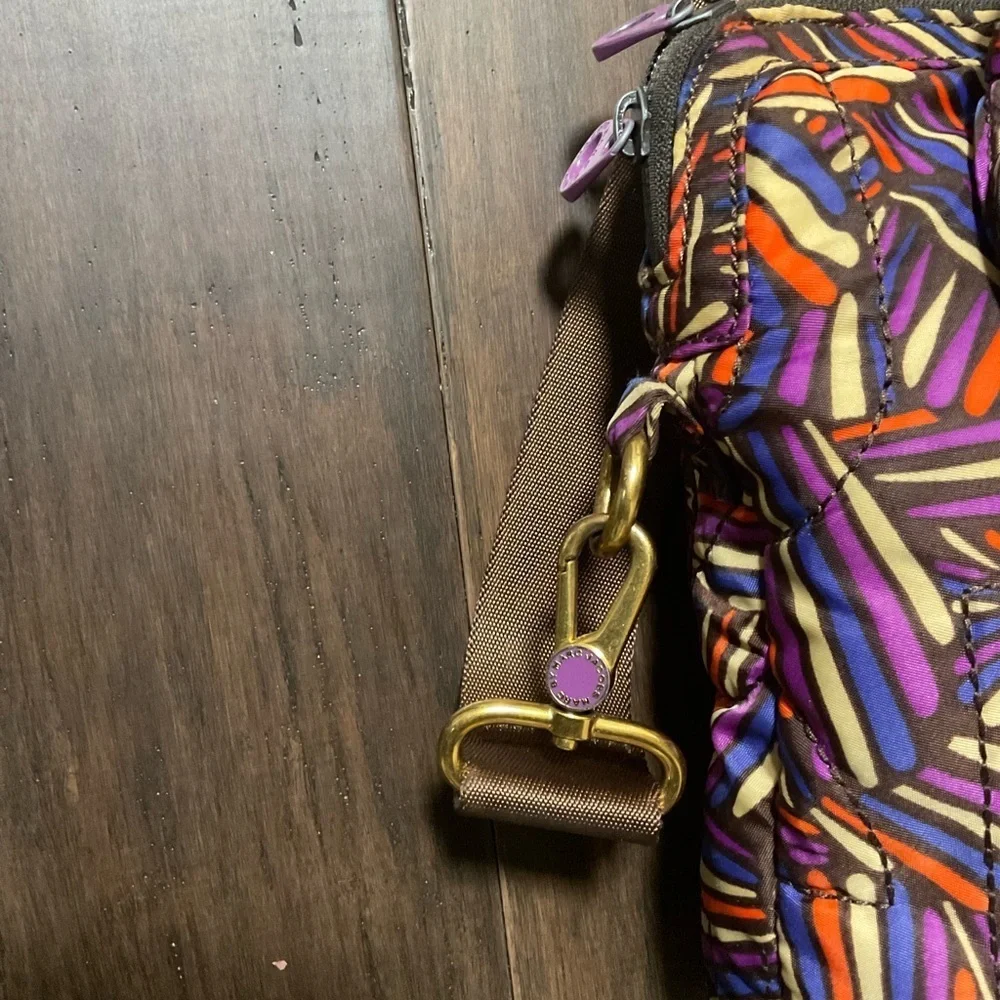 Marc By Marc Jacobs Quilted Multicolor Belted Padded Laptop Bag Gold Hardware